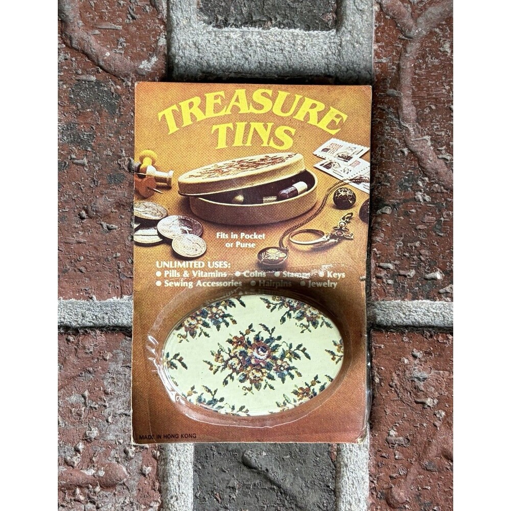 Vintage Treasure Tins (new and sealed). Made in Hong Kong.